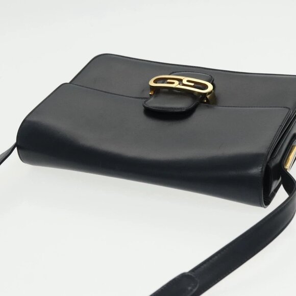 GUCCI Shoulder Bag Leather Navy Gold Auth - Picture 11 of 15